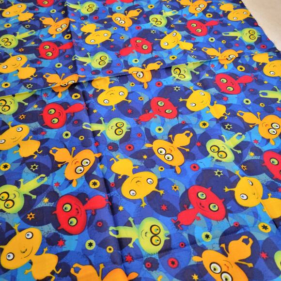 Cotton Fabric Colorful Aliens Stars Blue Space Print 18" x  44" Hancock Fabrics - Picture 11 of 14